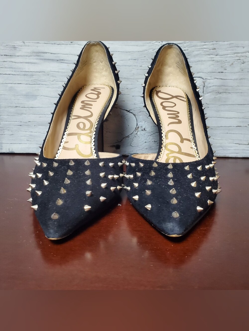 Sam Edelman Hadlee Studded Spiked d'Orsay Pointed Toe Pumps, 9.5, Black - Picture 2 of 8